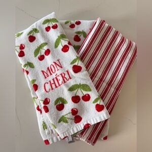 Cupcakes and Cashmere Cherry Pattern Kitchen Towels